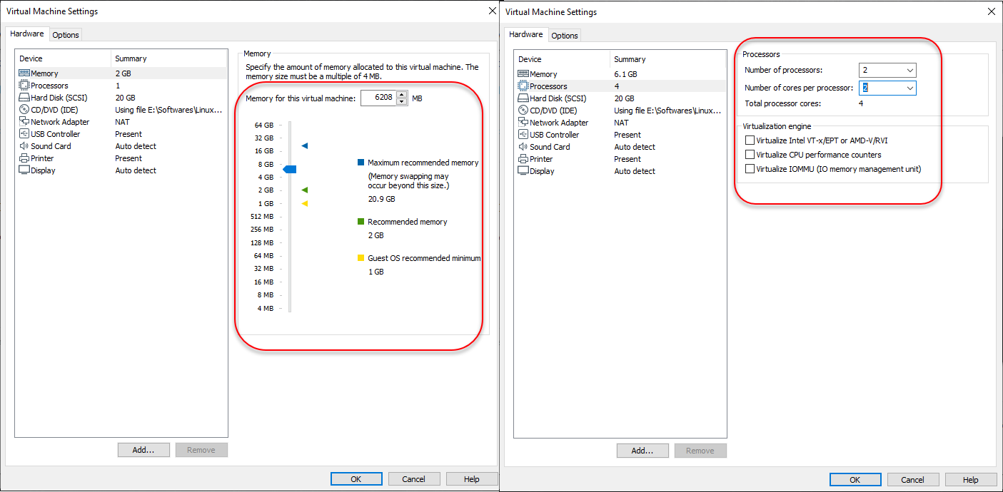 vmware workstation number of processors