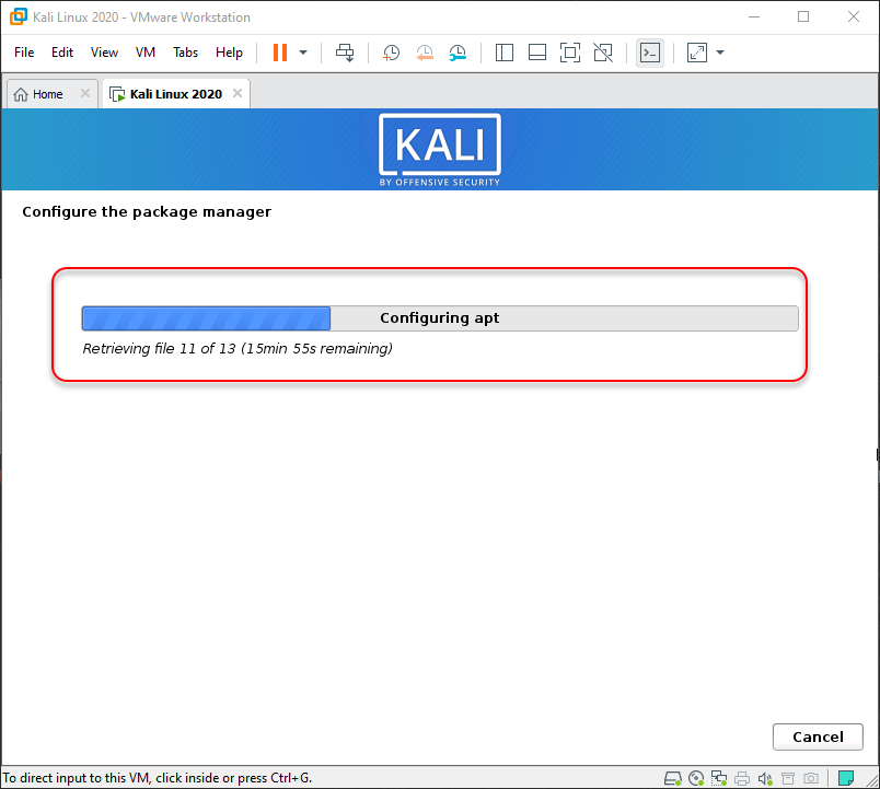 install kali linux in vmware workstation 11 not working