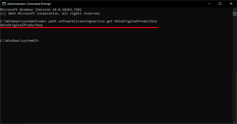 get windows 10 product key cmd prompt