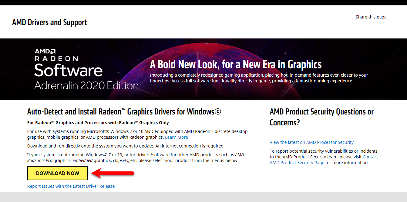 update amd radeon driver