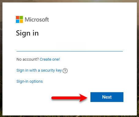 Enter Microsoft account