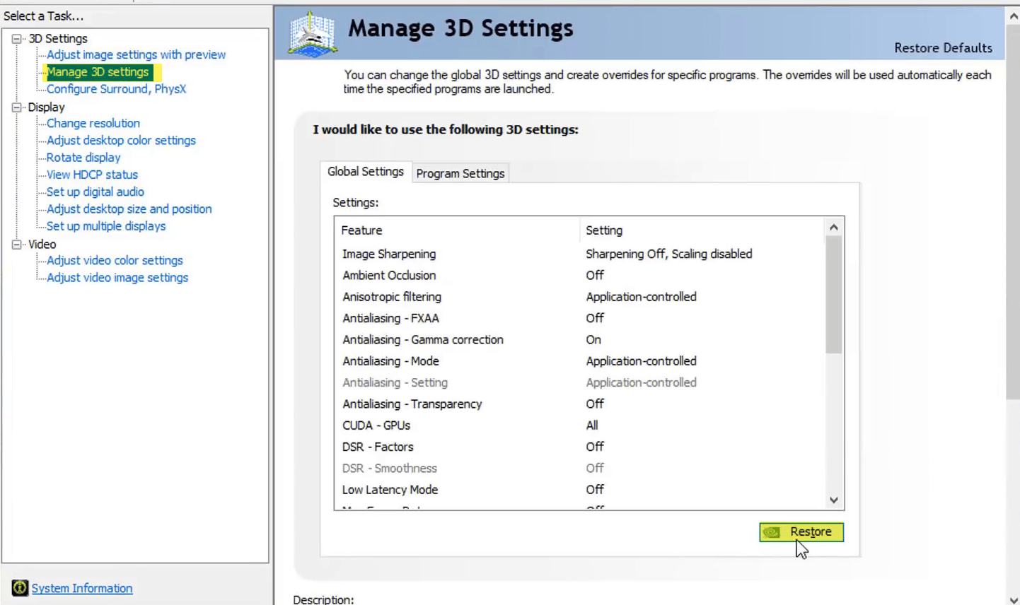 nvidia control panel windows 10 april update