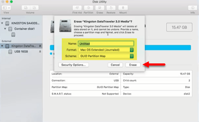 which scheme to format usb for mac os installer