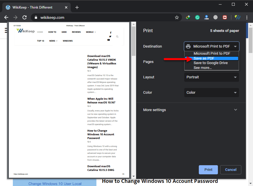 save as pdf file not link