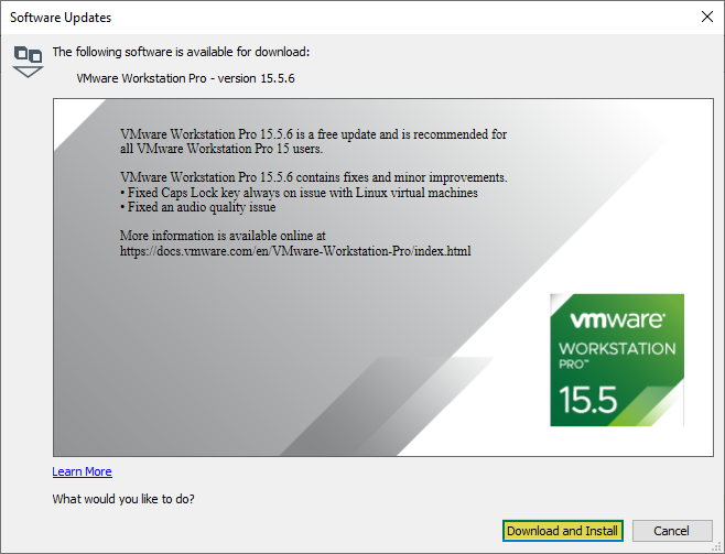 vmware workstation update download