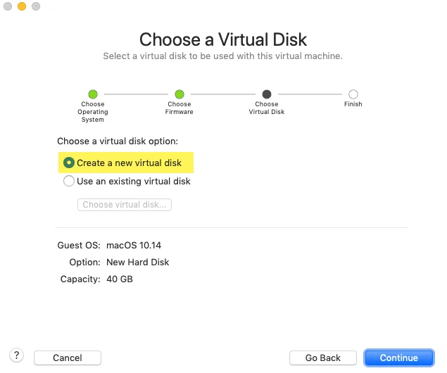 Create a new virtual disk