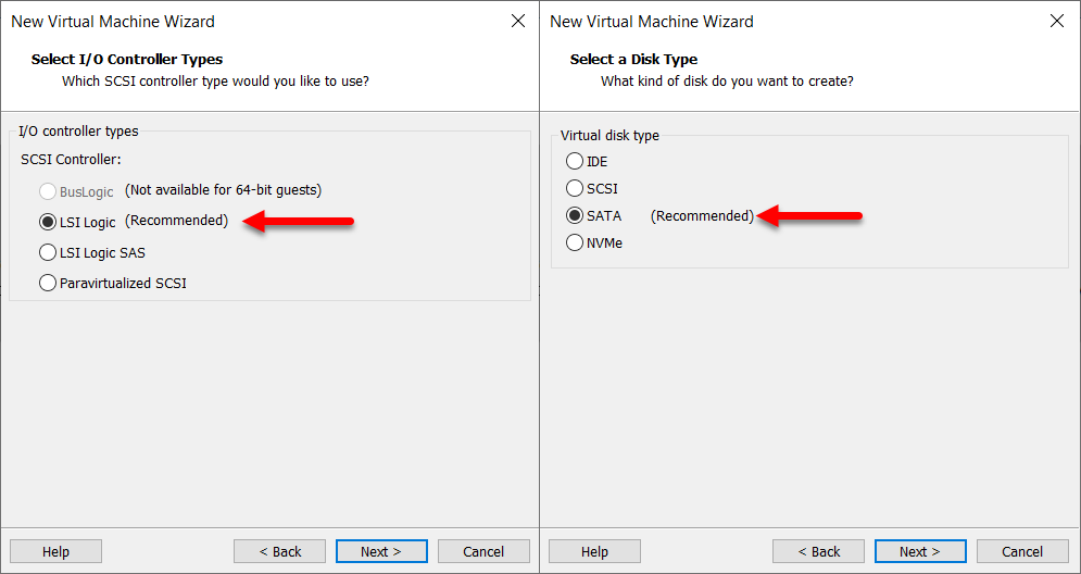 Controller types+Disk type