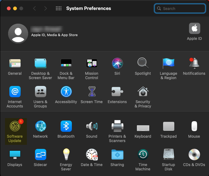 Open system preferences