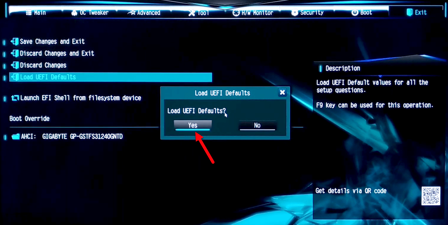 Load UEFI Defaults