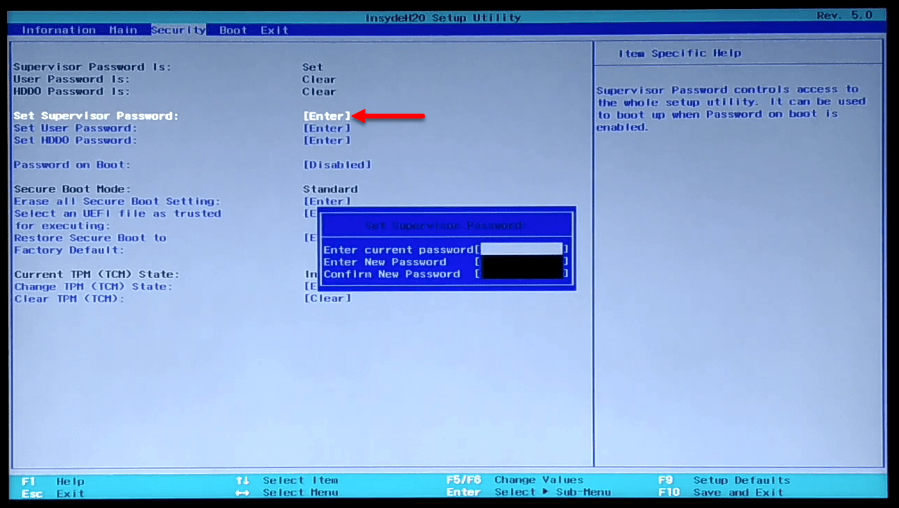 Supervisor password. Пароль на биос. Пароль супервизора BIOS. Set Supervisor password. Insydeh20 Setup Utility как выйти.