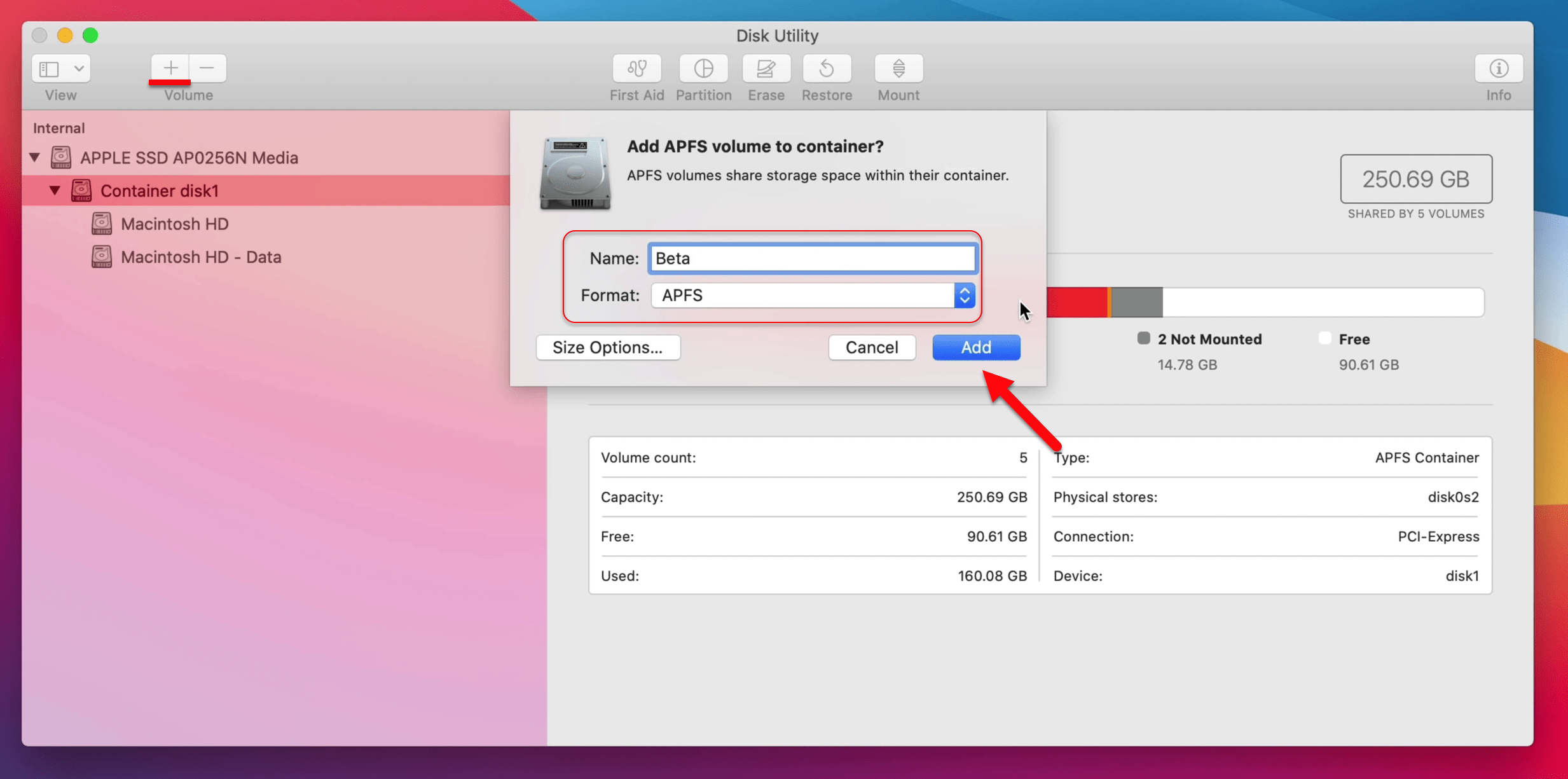 Add APFS Volume