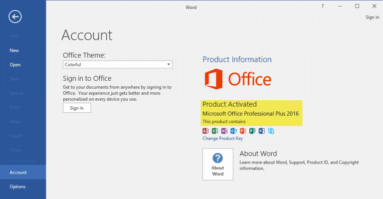 activate microsoft office 2016 without product key free