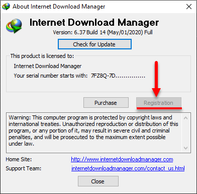 idm register serial number