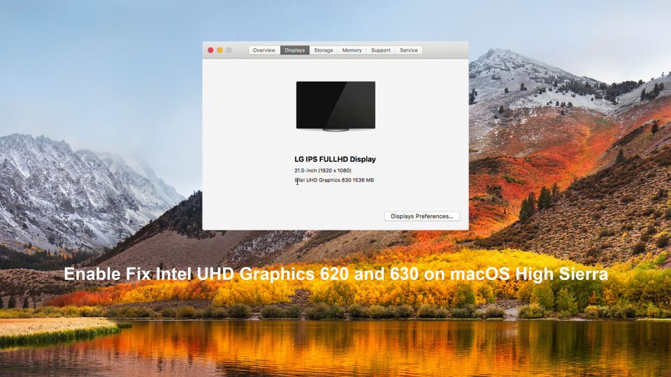 How to Enable Fix Intel UHD Graphics 620 and 630 on macOS High Sierra