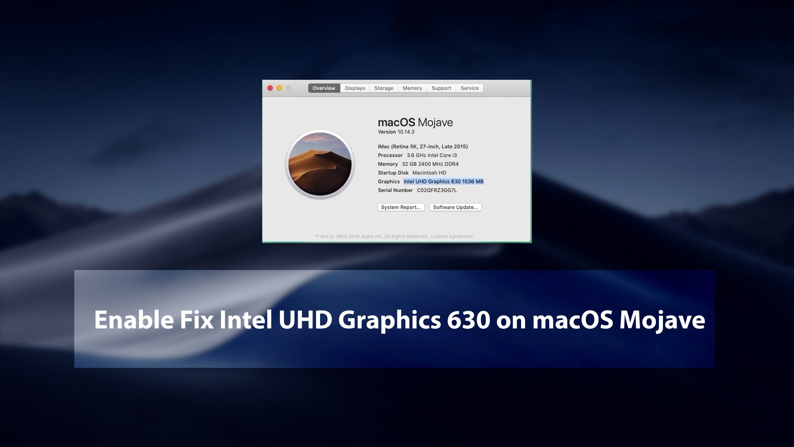 How to Enable Fix Intel UHD Graphics 630 on macOS Mojave