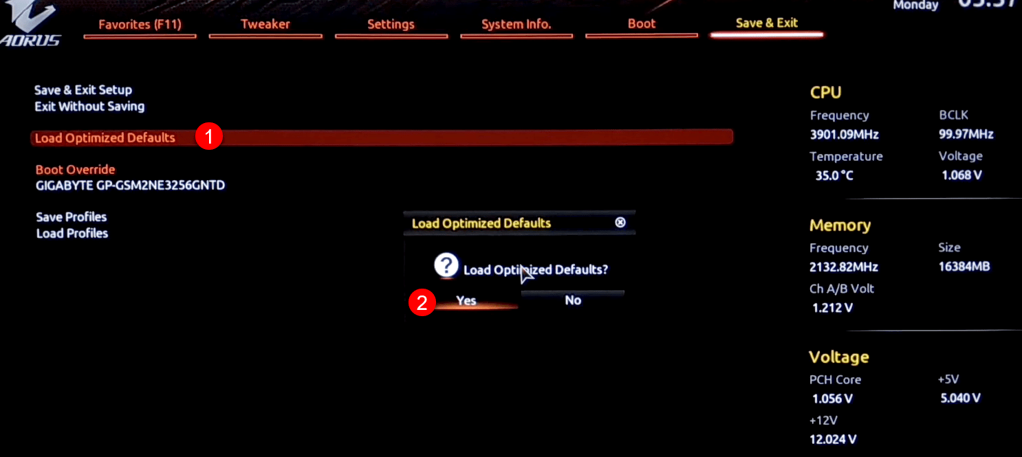 Load Optimized Defaults