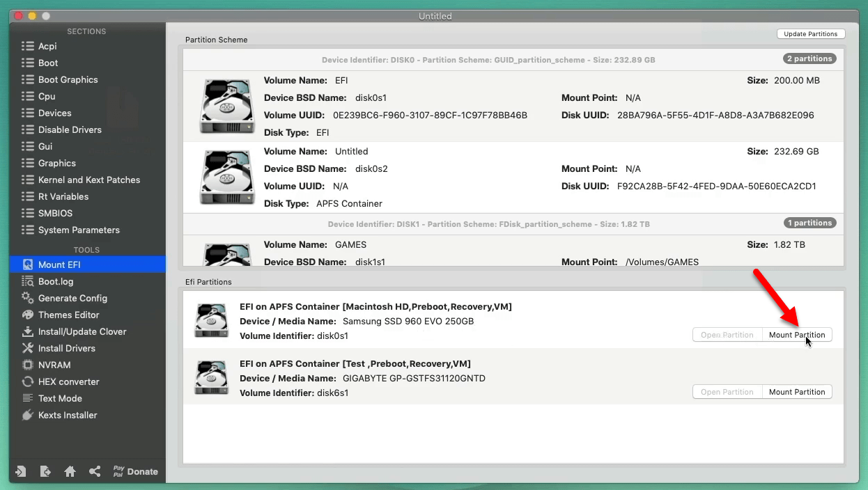 move clover efi partition on usb drive