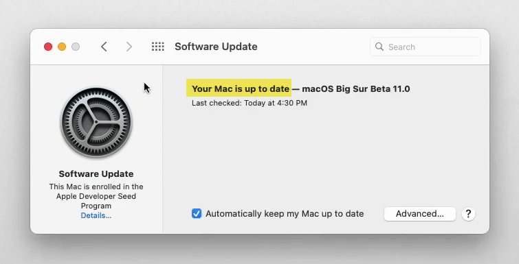 Your Mac is up to date