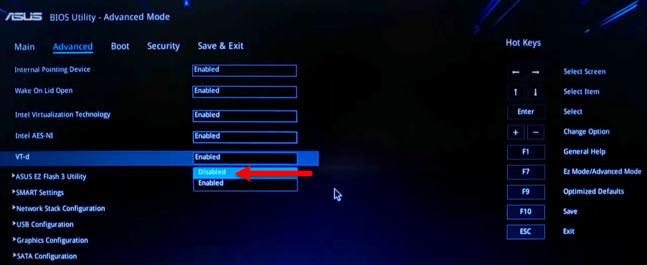 Disable VT-d