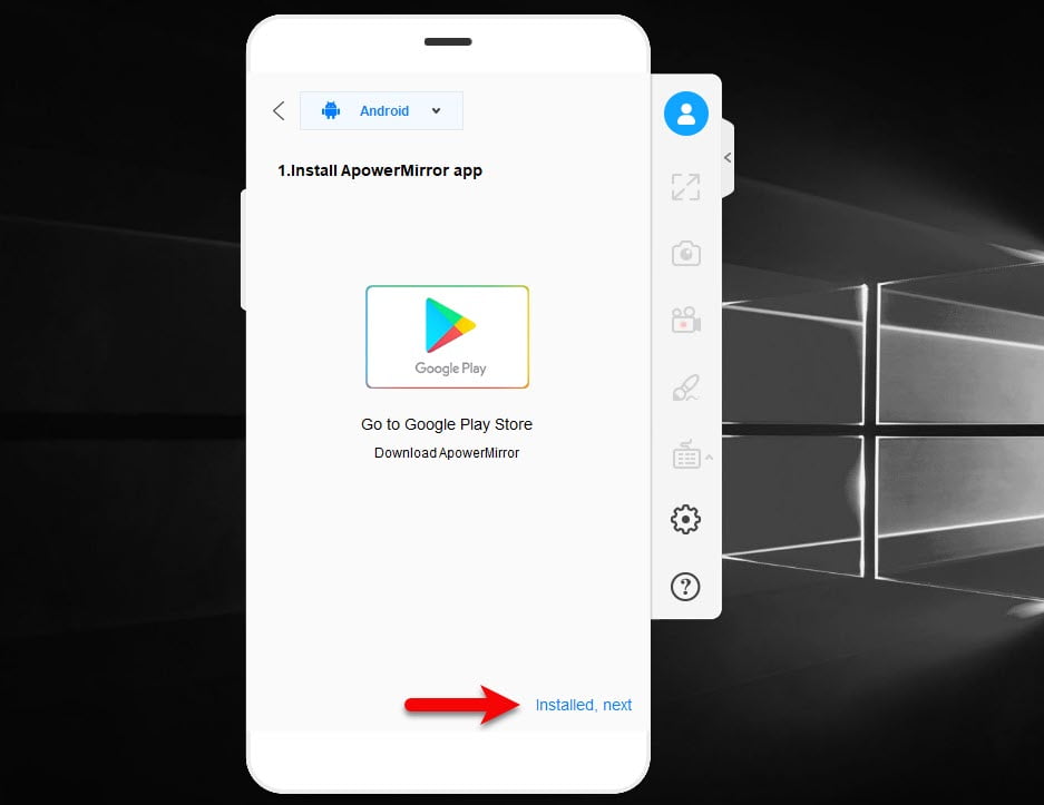 windows 10 phone screen mirroring