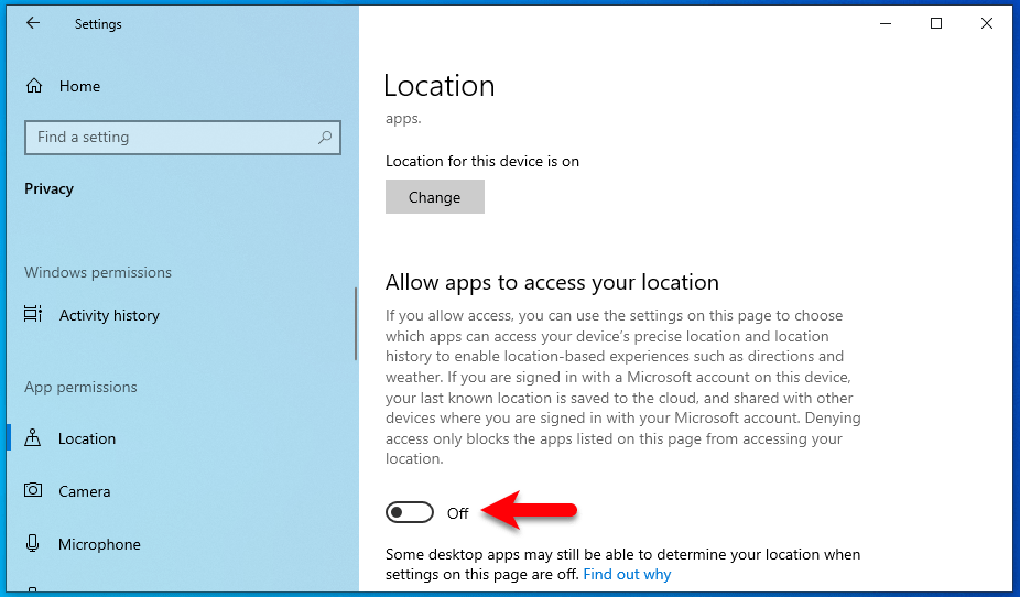 Disable location service