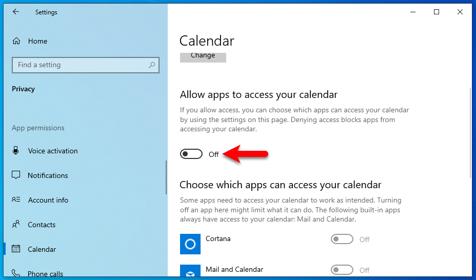 Disable calendar