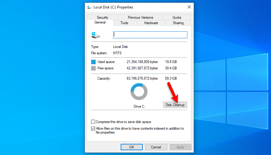 disk cleanup compress your os drive