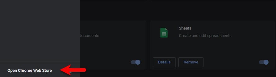 Open chrome web store