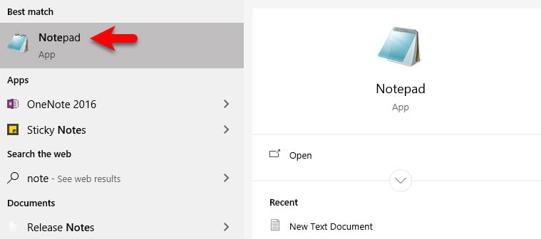 Open notepad