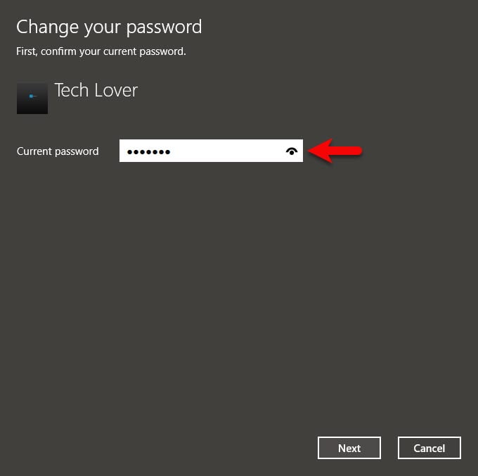 Enter your old password