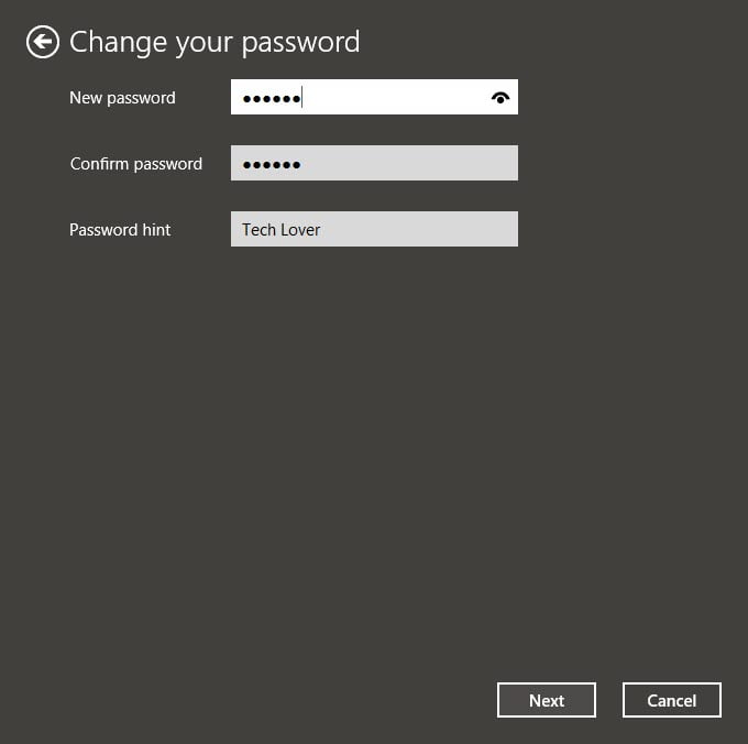 Enter new password