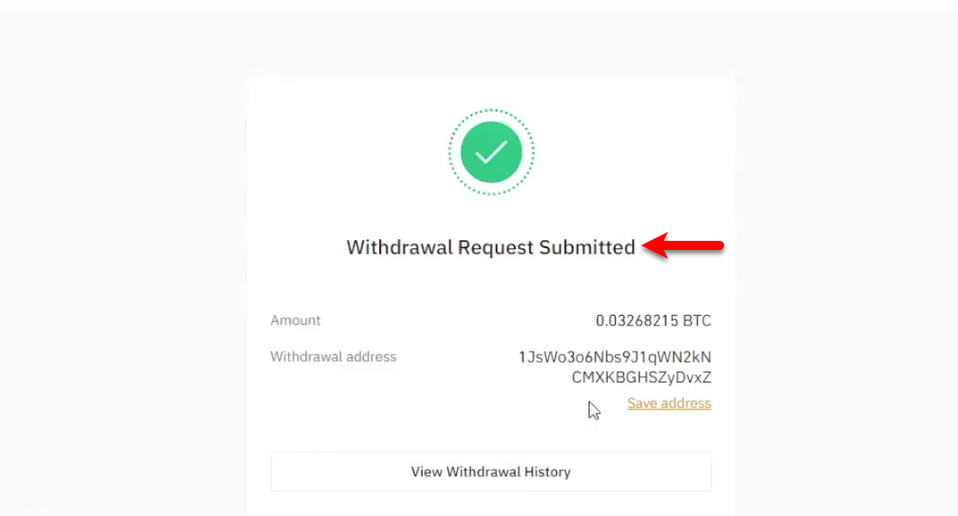 Withdrawal request submitted
