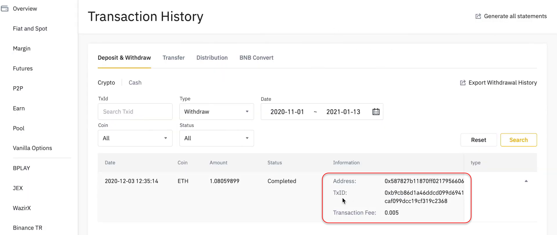 How to Find Transaction Hash ID or Transaction ID on Binance