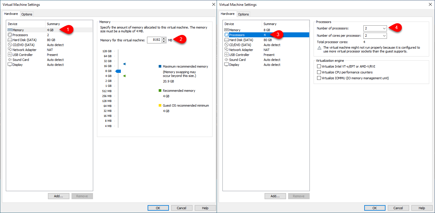 Increase Memory and processor