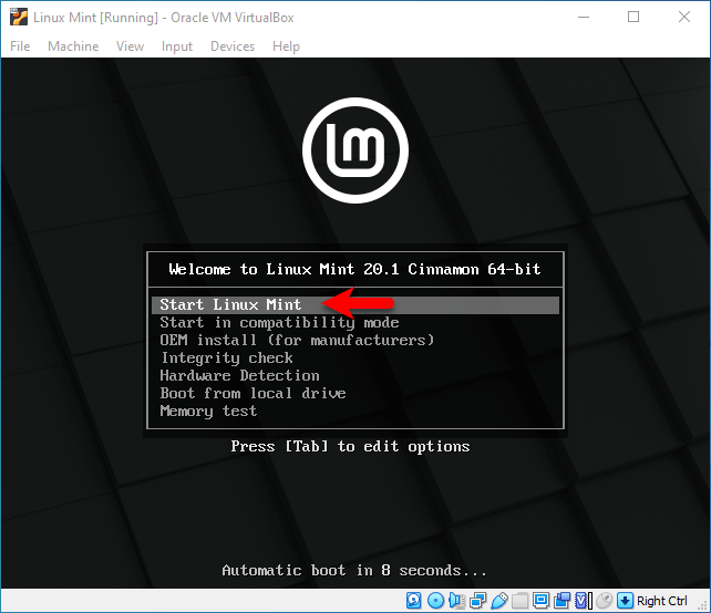 Start Linux Mint