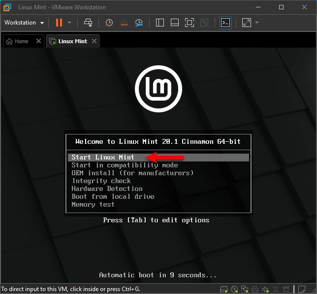 Start Linux Mint