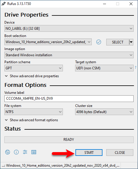 windows 10 usb tool uefi recommended settings