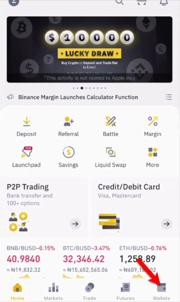 how to transfer crypto from binance to binance wallet