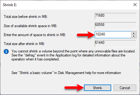 windows 10 increase partition size