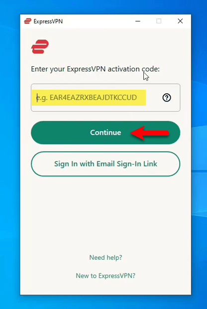 Enter activation code