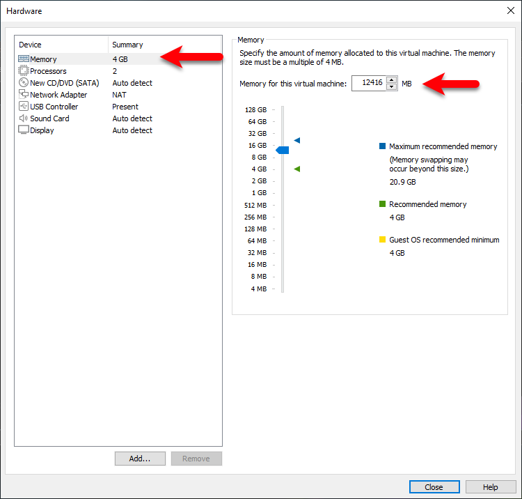 Increase the memory size