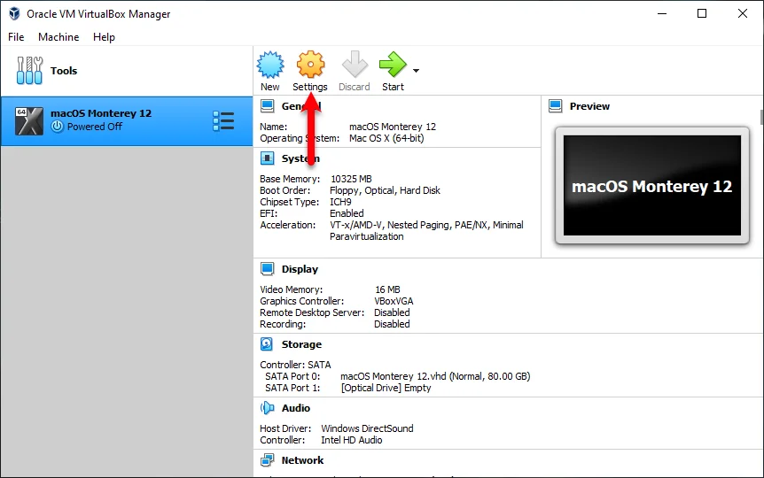 Customize the Virtual Machine settings