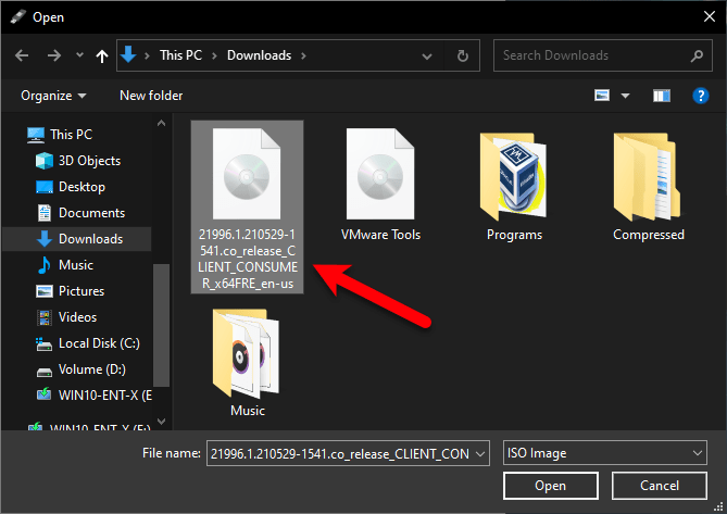 Select Windows 11 ISO Image file