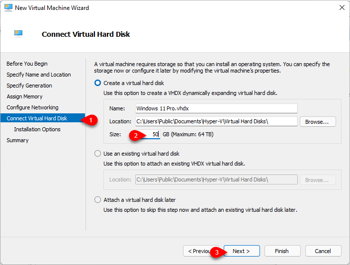 Specify disk size