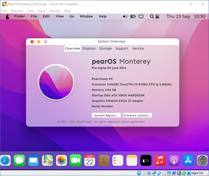 PearOS Monterey on VMware