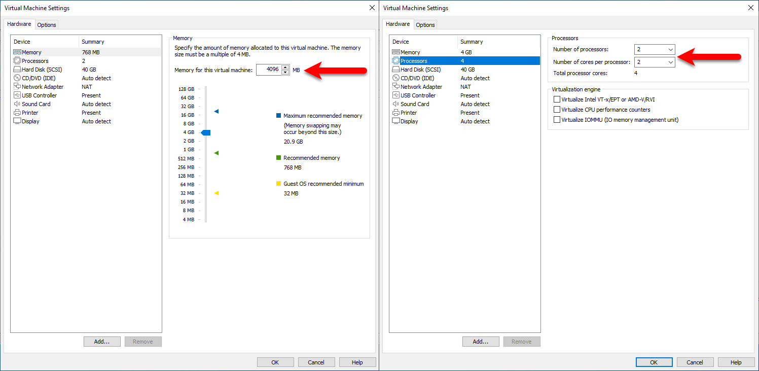 Increase Memory and Processor