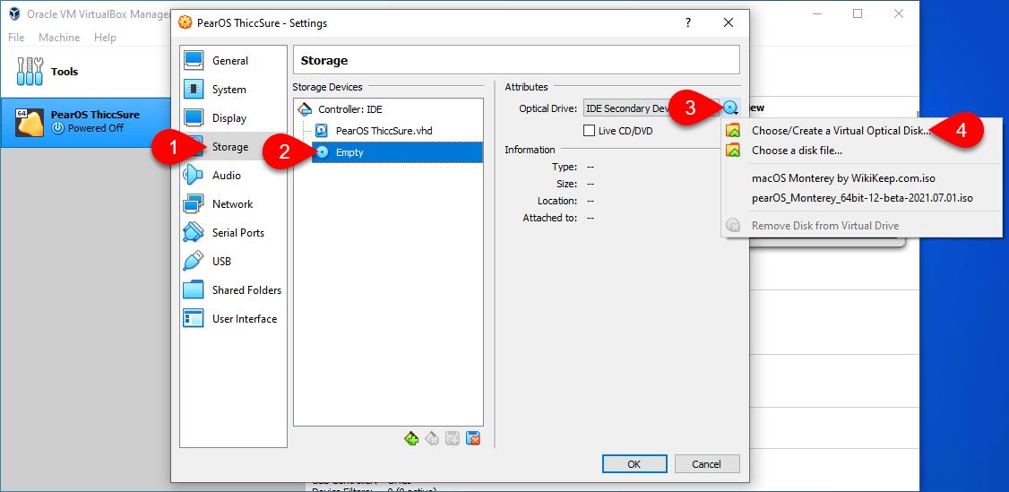 where is the virtual optical disk file located