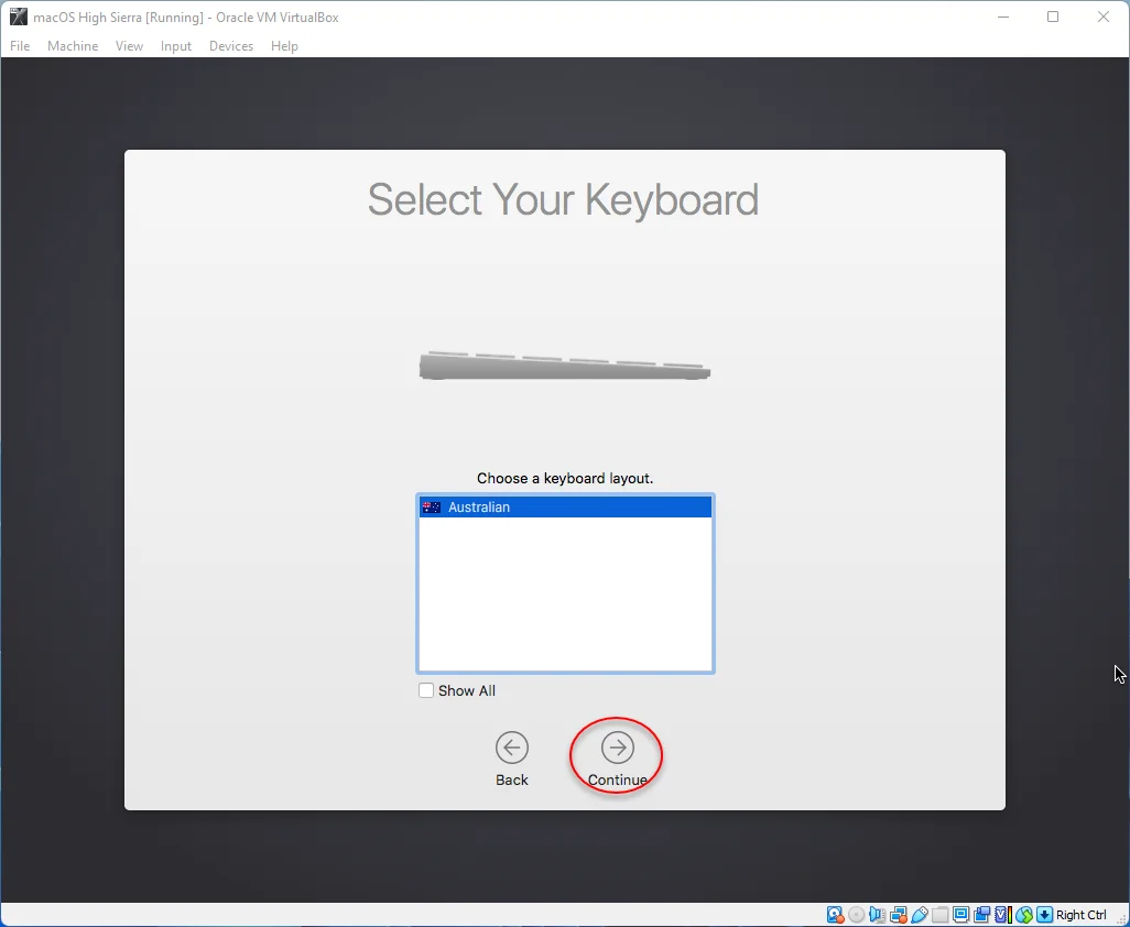 Select your keyboard layout