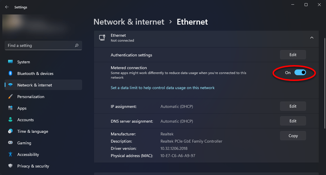 Metered Connection