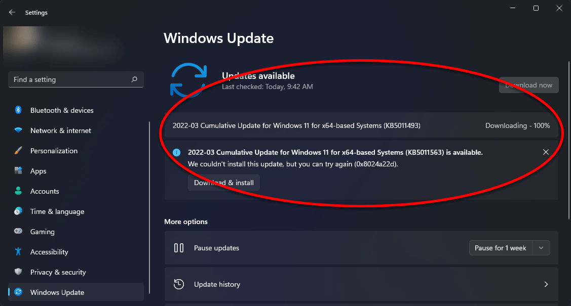 Windows update disabled